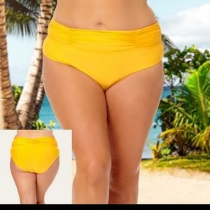 New TIME & TRU Plus Size Mustard Yellow Mid-Rise Bikini Swim Bottoms
